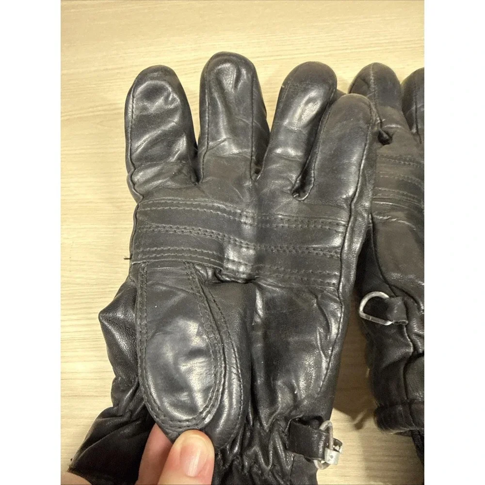 VTG‎ Kombi Ladies Medium Winter Ski Gloves Black Genuine Leather Made In Japan